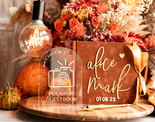 welurowe księga gości do wklejania zdjęć i wpisów gości weselnych, księga na zdjęcia z instaxa i zyczenia, oryginalna księga gości i album na zdjęcia, złota księga