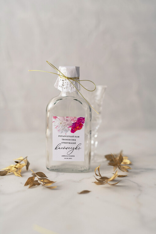 Butelki podziękowania dla gości weselnych za przybycie, butelki weselne z nadrukiem