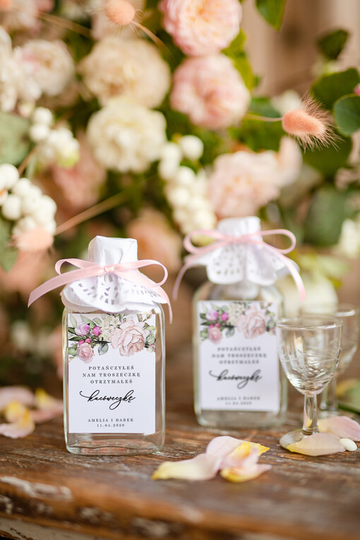 Butelki podziękowania dla gości po weselu, buteleczka piersioweczka  prezent dla gości