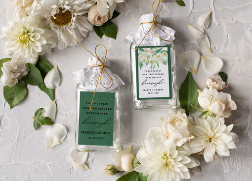 Butelki podziękowania dla gości weselnych kacóweczka do własnego wypełnienia prezent dla gości weselnych