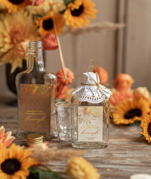 Butelki unikatowe podziękowania dla gości, kacóweczki do własnego wypełnienia