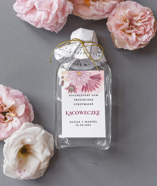 Butelki podziękowanie dla gości weselnych, piersiówki do własnego wypełnienia, butelki o pojemności 100 ml na własny trunek