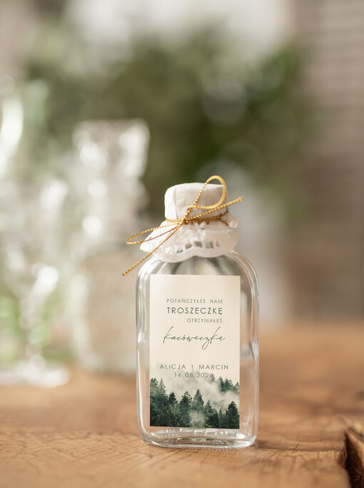 Butelki pomysł na podziękowania dla gości kacówki, butelki 100 ml z personalizacją dla gości weselnych, podziękowania dla gości butelki na alkohol