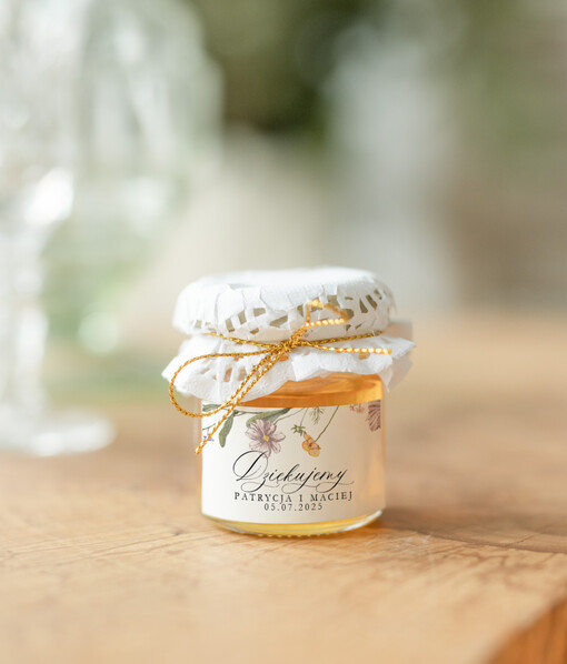 Miody i słoiczki Nutella podziękowanie dla gości weselnych, mini słoiczek z miodem, prezent dla gości weselnych słoiczek miodu, pomysł na podziękowania dla gości na weselu