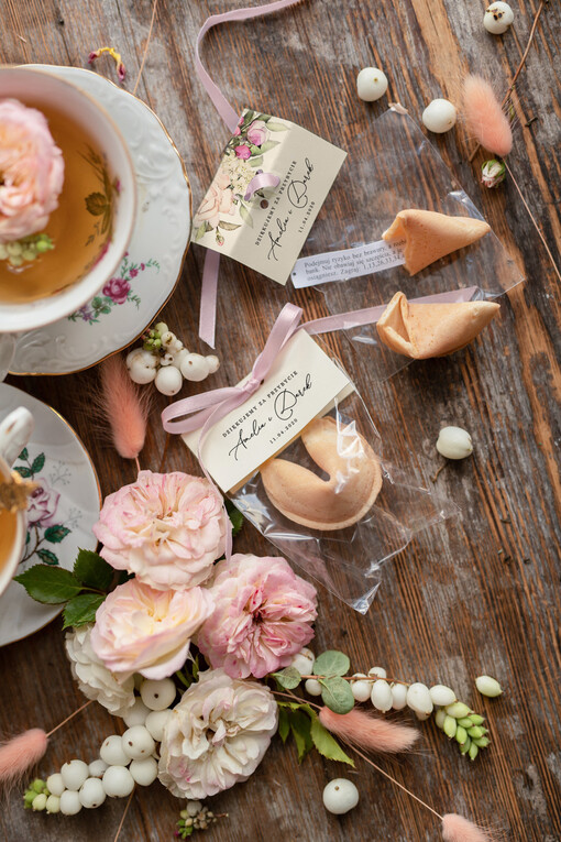 Ciasteczka z wróżbą upominki podziękowania za przybycie po ślubie, ciasteczka z wróżbą i dedykacją