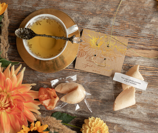 Ciasteczka z wróżbą upominki dla gości weselnych, ciastka z wrozba i podziekowaniem