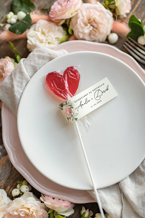 Lizaki ślubne upominki dla gości weselnych lizaki serca