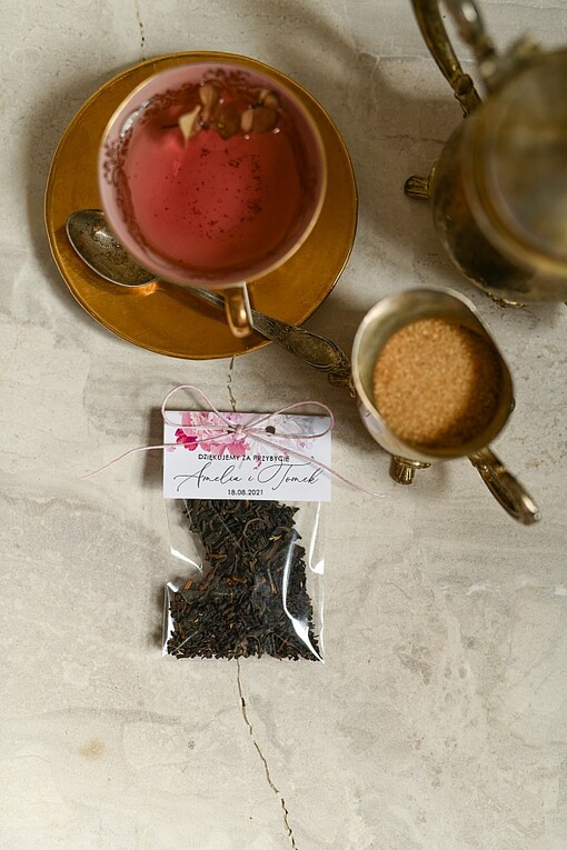 Saszetki podziękowania dla gości weselnych do wyboru kawa lub herbata