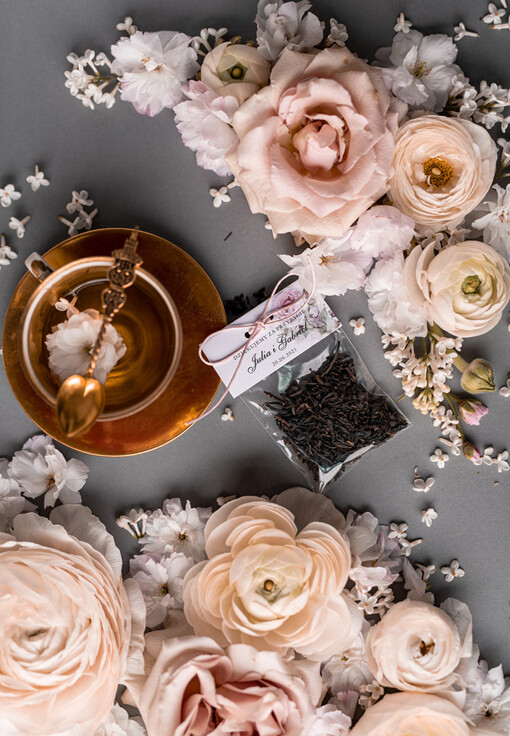 Saszetki prezenty ślubne dla gości weselnych  torebeczka z herbatką