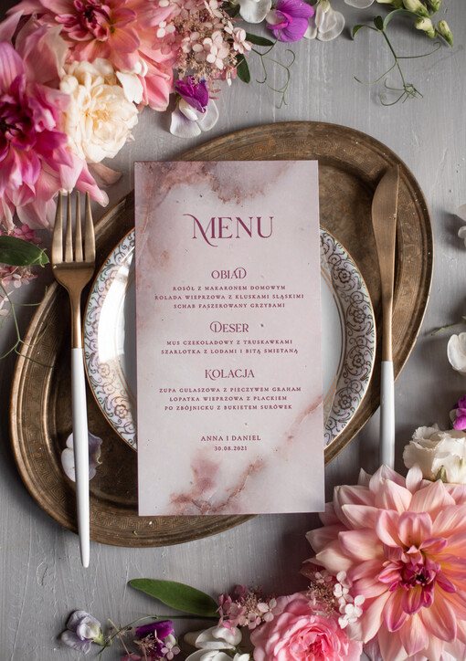 special line karta dań weselnych menu weselne plan podawania posiłków, z waszą treścia