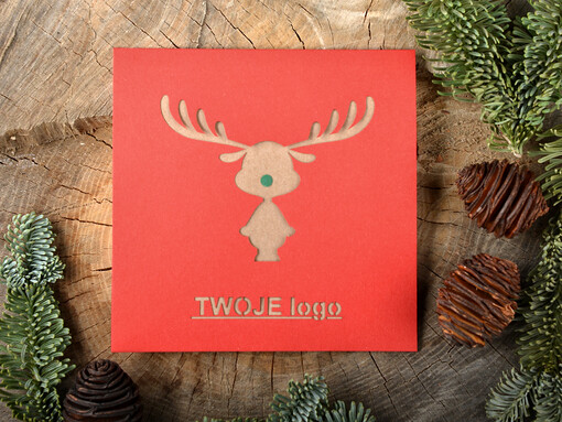 laserowe kartka swiateczna z twoim logo, wycinane kartki świąteczne ze wstążką