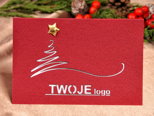 laserowe kartka swiateczna z logo twojej firmy, laserowo wycinane karnety bożonarodzeniowe