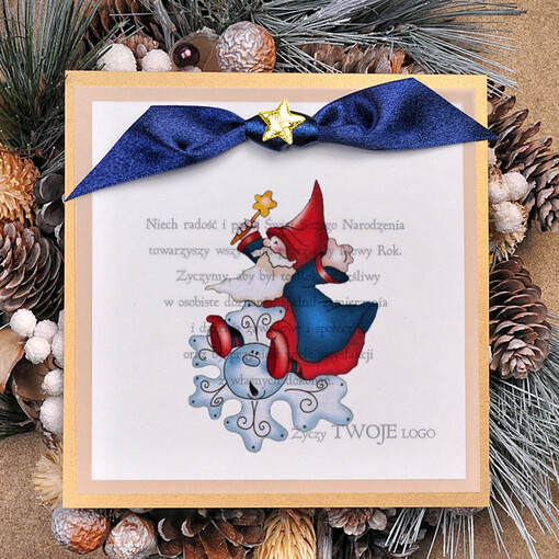 retro kartka swiateczna z twoim logo, eco brąz z kalką