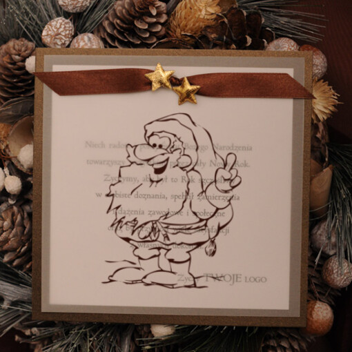 retro firmowe kartki bozonoarodzeniowe z logo, retro ze sznurkiem i wstążką
