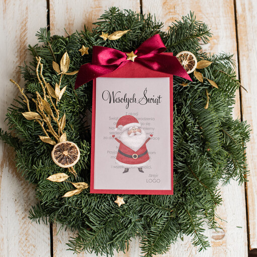 retro biznesowe kartki świąteczne z Twoim logo, eco brąz z kalką