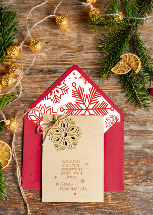natural kartki swiateczne z logo firmy, naturalne z koronką