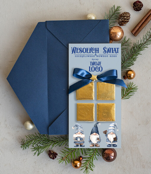 natural kartka świąteczna z logo waszej firmy, ręcznie robione kartki świąteczne z czekoladką, kartki na święta bozegonarodzenia z czekoladkami