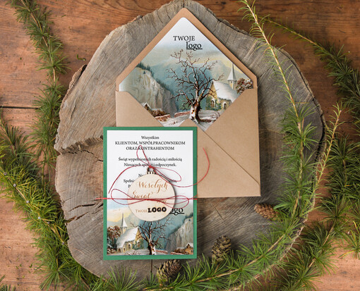 natural kartka swiateczna z logo twojej firmy, naturalne
