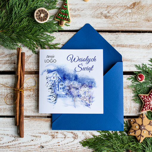 Retro/nowoczesne kartka świąteczna z logo waszej firmy, karnety bożonarodzeniowe retro