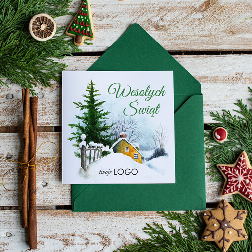 Retro/nowoczesne Kartki Bożonarodzeniowe z Logo Twojej Firmy, ekologiczne karnety bożonarodzeniowe