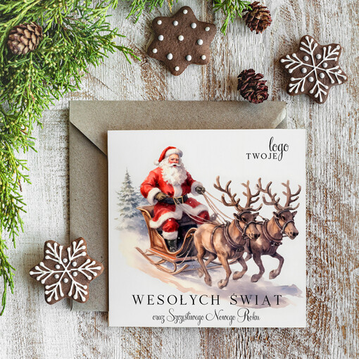 Retro/nowoczesne karnety bożonarodzeniowe biznesowe kartki świąteczne z Twoim logo, świąteczne kartki dla firm z logo, kartki świąteczne dla pracowników karnety bożonarodzeniowe