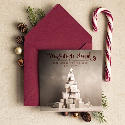 Retro/nowoczesne karnety bożonarodzeniowe biznesowe kartki świąteczne z Twoim logo, świąteczne kartki dla firm z logo, kartki świąteczne dla pracowników karnety bożonarodzeniowe