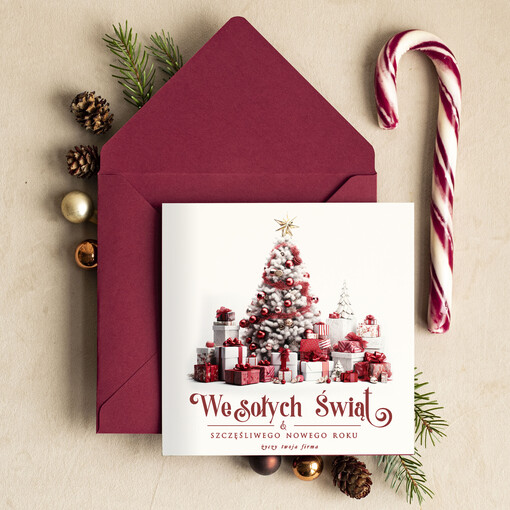 Retro/nowoczesne biznesowe kartki świąteczne z Twoim logo, biznesowa kartka świąteczna, bożonarodzeniowa kartki z życzeniami dla klientów, noworoczna firmowa kartka