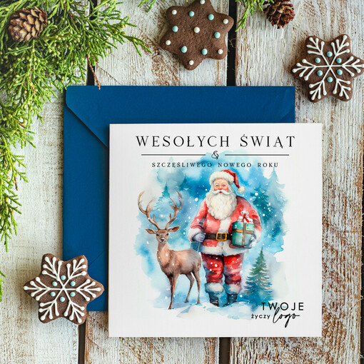 Retro/nowoczesne karnety bożonarodzeniowe biznesowe kartki świąteczne z Twoim logo, świąteczne kartki dla firm z logo, kartki świąteczne dla pracowników