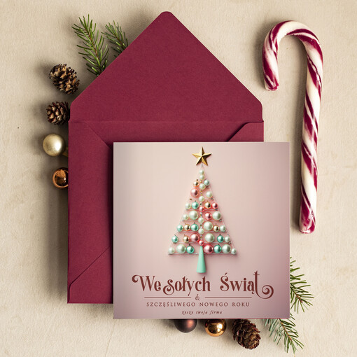 Retro/nowoczesne Kartki na święta dla Pracowników, kartki świąteczne z logo firmy, noworoczne kartki dla firm z logo, kartka bożonarodzeniowa z życzeniami dla klientów