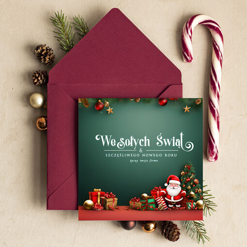 Retro/nowoczesne karnety bożonarodzeniowe biznesowe kartki świąteczne z Twoim logo, świąteczne kartki dla firm z logo, kartki świąteczne dla pracowników