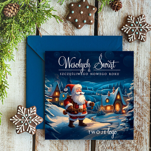 Retro/nowoczesne eleganckie kartki z logo kartki świąteczne z Twoim logo, świąteczne kartki dla firm z logo, kartki świąteczne dla pracowników karnety bożonarodzeniowe