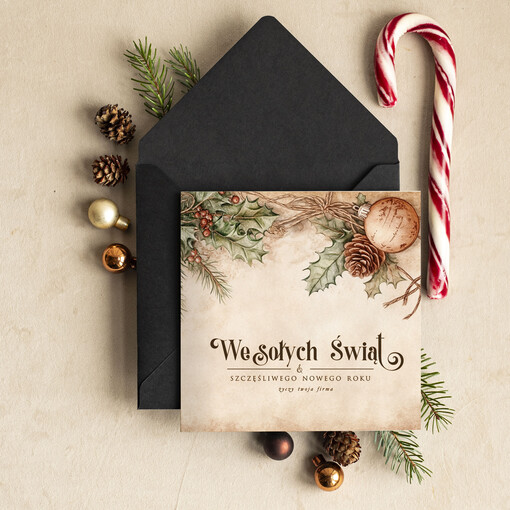 Retro/nowoczesne Kartki Bożonarodzeniowe z Logo Twojej Firmy, karnety bożonarodzeniowe firmowe biznesowe kartki świąteczne z Twoim logo, świąteczne kartki dla firm z logo