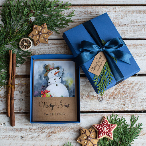kartka pudełko firmowe kartki świąteczne z logo twojej firmy kartka świąteczna w pudełku