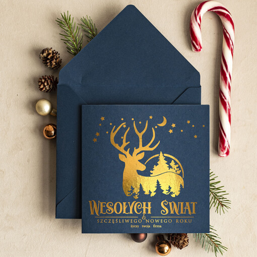 złocone złote kartki świąteczne z logo twojej firmy, złocone karnety świąteczne złote mieniące się napisy, eleganckie kartki świąteczne dla firm