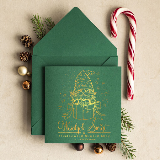 złocone złote kartka świąteczna z logo firmy, złocone kartki bozonarodzeniowe dla klientów, biznesowe kartki świąteczne, firmowe pozłacane karnety, błyszczące złote karnety swiateczne złote napisy