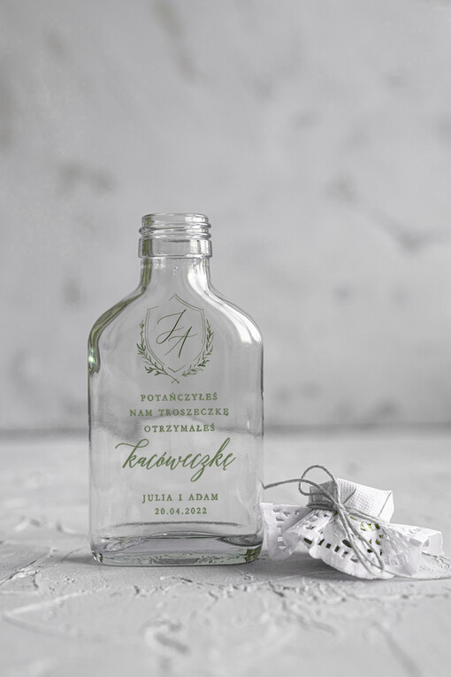 Butelki/słoiczki z nadrukiem UV rustykalne podziękowania dla gości weselnych  małe buteleczki na nalewkę prezent dla gości weselnych wydruk UV na butelce