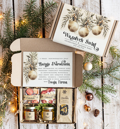 słodkie zestawy  Oryginalne prezenty świąteczne dla klientów biznesowych, drobne prezenty swiateczne od firm z logo, drobne prezenty dla pracowników od firmy, firmowy prezent bożonarodzeniowy