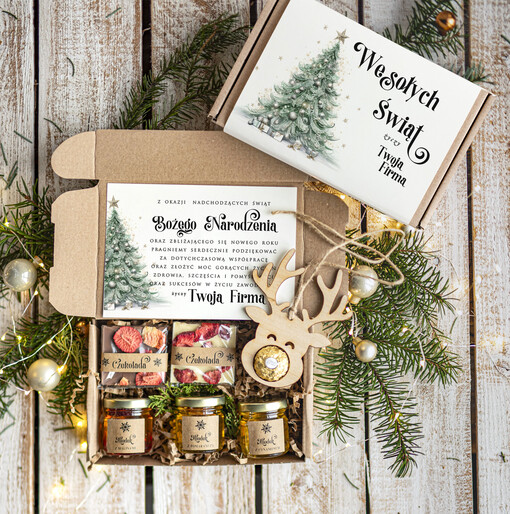 słodkie zestawy  Oryginalne prezenty świąteczne dla klientów biznesowych, drobne prezenty swiateczne od firm z logo, drobne prezenty dla pracowników od firmy, prezenty firmowe