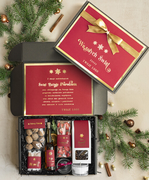 słodkie zestawy  kosze prezentowe dla firm, prezenty biznesowe  z kawą i herbatą, upominki na święta dla pracowników i kontrahentów, personalizowane prezenty firmowe, zestawy świąteczne z logo