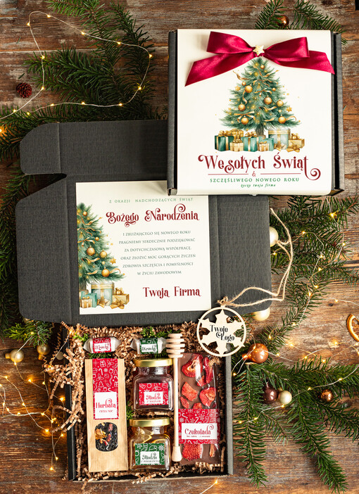 kawa  herbata miód Prezenty na Boże Narodzenie dla pracowników, prezenty biznesowe dla firm z kawą i herbatą, upominki na święta dla pracowników, świąteczne gadżety dla pracowników i kontrahentów