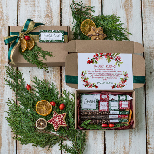 kawa  herbata miód Prezenty świąteczne dla klientów, ręcznie opakowane zestawy aromatyzowana herbata i kawa