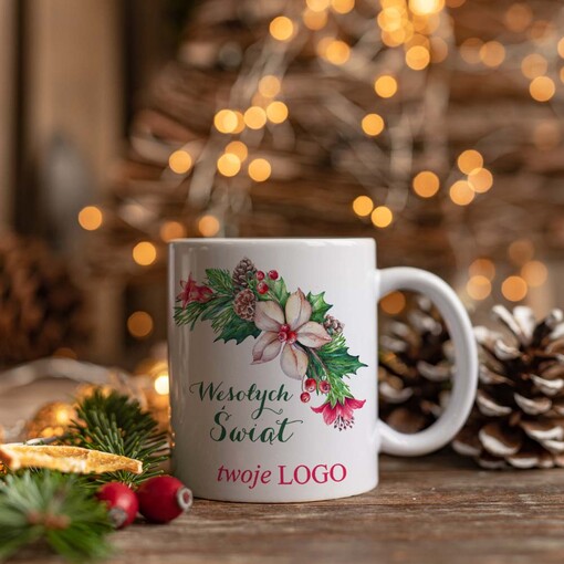 drobne prezenty dla firm prezenty biznesowe z logo firmy świąteczny kubek