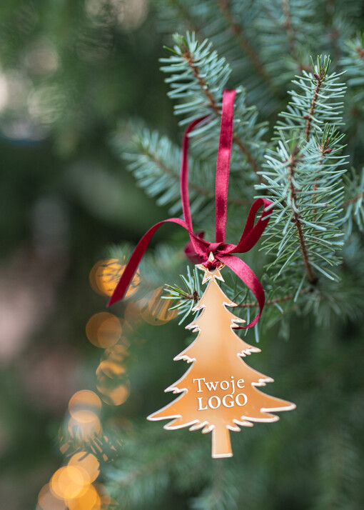 drobne prezenty dla firm Prezent Biznesowy Na Święta z Logo Złota Bombka z logo na choinkę Złote Lustro Zawieszka z Logo Firmy