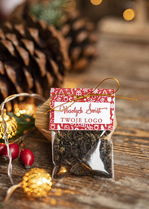 drobne prezenty dla firm Drobne Prezenty dla Firm, Małe Upomniki Biznesowe Saszetka z herbatką, gadżety świąteczne