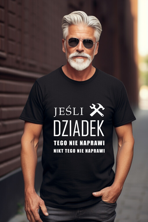 Prezenty dla Dziadka prezent dla dziadka czarna koszulka z nadrukiem, koszulka z napisami dla dziadka, pomysł na prezent dla dziadka, prezenty z okazji dnia dziadka, koszulki dla dziadka