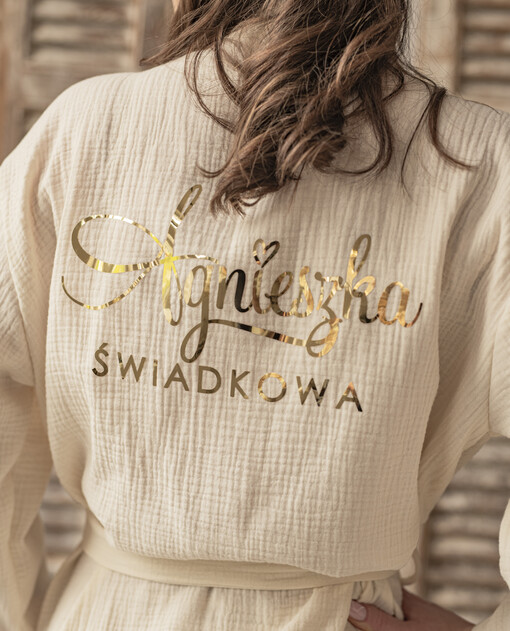 szlafrok dla świadkowej przewiewny oddychający 100% bawełny szlafrok pomysł na pytanie czy zostaniesz moją świadkową szlafrok, szlafrok z muślinu z napisami, szlafrok muslinowy dla świadkowej i druhny