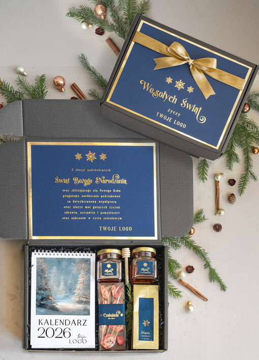 kalendarze  Prezenty świąteczne dla klientów zestaw z kalendarzem, Upominek biznesowy terminarz z Logo firmy , Prezent firmowy dla Klientów box kosz prezentowy