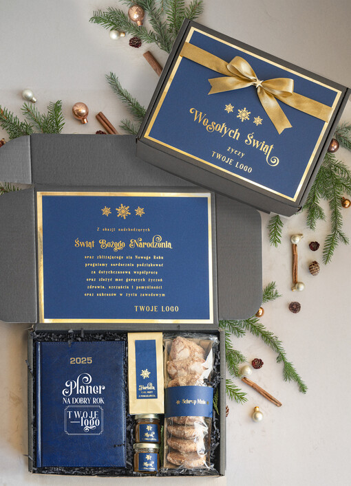 kalendarze  Prezenty świąteczne dla klientów zestaw z kalendarzem, Upominek biznesowy terminarz z Logo firmy , Prezent firmowy dla Klientów box kosz prezentowy