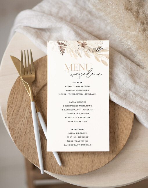 Nowoczesne prosta forma  eleganckie menu weselne, nowoczesne i proste menu, karta dań weselnych menu weselne plan podawania posiłków, menu dopasowane do zaproszeń