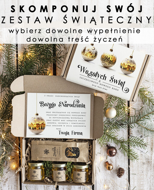 skomponuj własny zestaw prezentowy zestaw świąteczny od firm z wybranymi produktami, prezenty biznesowe z logo firmy, eleganckie zestawy świąteczne, wybierz własny prezent dla pracowników lub kontrahentów